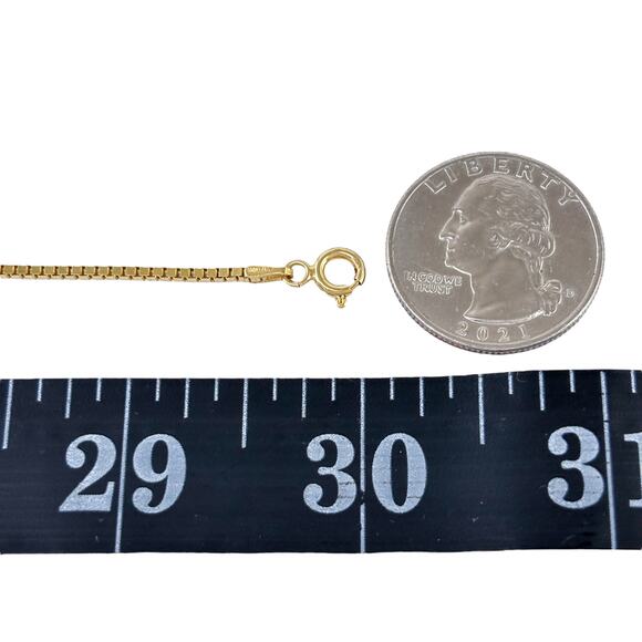 Danecraft Gold Tone Box Link Chain Necklace | Italian Sterling Silver 925 | 30" - Picture 3 of 4